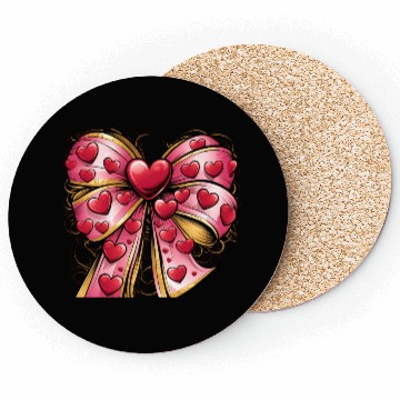 Discover Valentine day Heart Coquette bow Bowtiful Arrangem Coasters