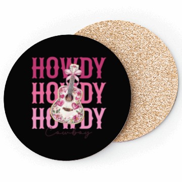 Discover Howdy Howdy Cowboy Pink Guitar Coasters