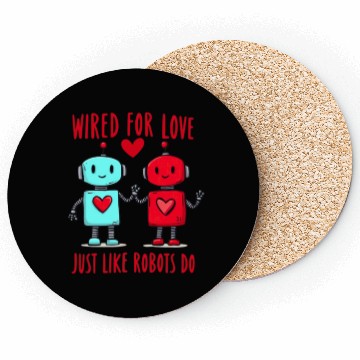Discover Valentine's Day Gift: Two Robots in Love on Bella Coasters