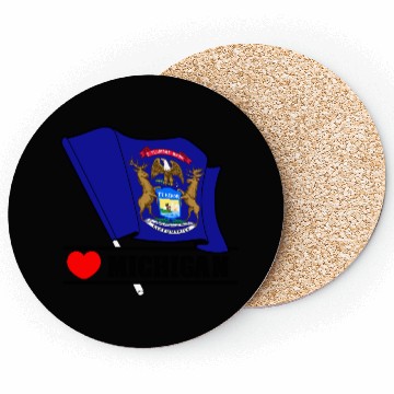 Discover Michigan flag heart 'MICHIGAN' Coasters