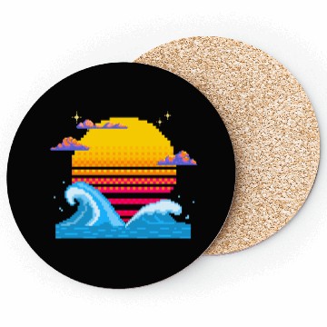 Discover Pixel Sunset Horizon Coasters
