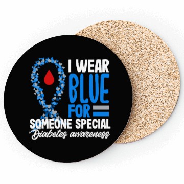 Discover Diabetes Type 1 Awareness Wear Blue Support Coasters