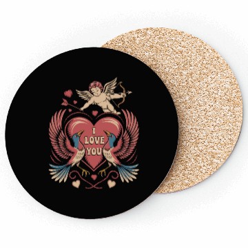 Discover Vintage Valentine I Love You Cupid Heart Design Coasters