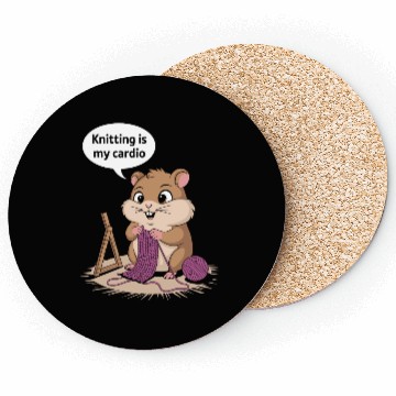 Discover Knitting Is My Cardio Hamster Fun Coasters