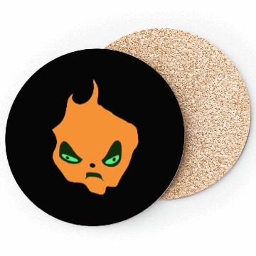 Discover Fiery Angry Demon Face Illustration Coasters