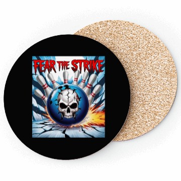 Discover Fear The Strike - Skull Bowling Explosion Art Coasters
