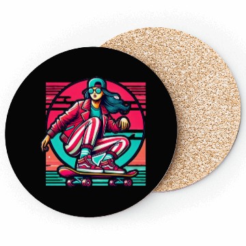 Discover A cool girl Skateboarding with cool outfit Coasters