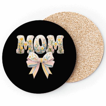 Discover Floral MOM Design with Pastel Bow Coasters