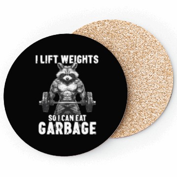 Discover Workout Raccoon Weightlifting Gym Gift Coasters