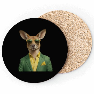 Discover Green and Gold Kangaroo 7 Coasters