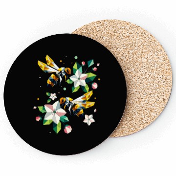 Discover Bees and apple blossoms in harmonious colors Coasters