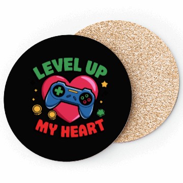 Discover Level Up My Heart - Gaming Valentine's Design Coasters