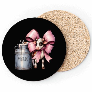 Discover Coquette Bow Cow Farmer Milk Dairy Farmer Farming Coasters