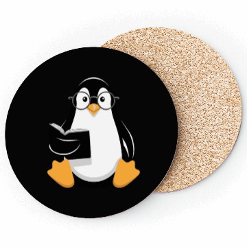 Discover Adorable Book-Loving Penguin with Glasses Design Coasters