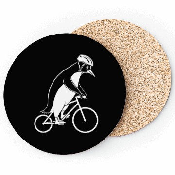 Discover Penguin Riding Bicycle With Helmet Creativity Coasters
