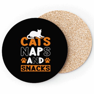 Discover Cats Naps and Snacks Design Coasters