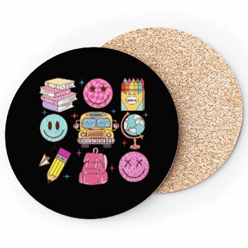 Discover Back To School School Bus Smiling Faces Pencil Cra Coasters