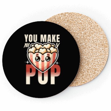 Discover You Make My Heart Pop Cute Popcorn Valentine's Day Coasters