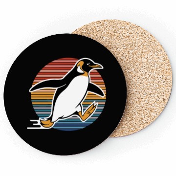 Discover Retro Penguin Running Adventure Graphic Coasters