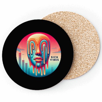 Discover Surreal Melting Face Psychedelic Art - Sick Vibes Coasters