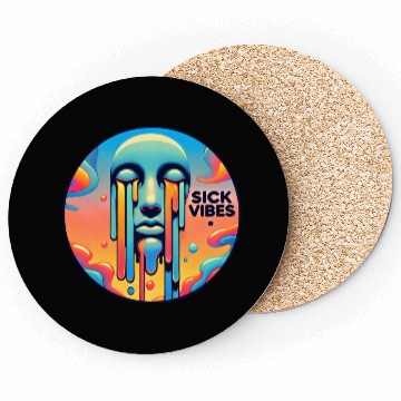 Discover Psychedelic Melting Face with Vibrant Neon Coasters