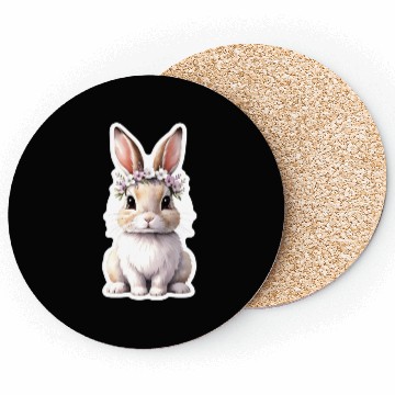 Discover rabbit with flower Coasters