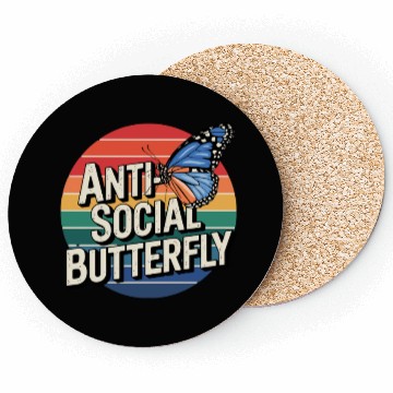Discover Butterfly No Talking Alone Left Alone Coasters