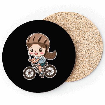 Discover Cycling Girl Cartoon Style Coasters