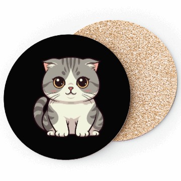 Discover Cute Kawaii Cat Illustration Coasters