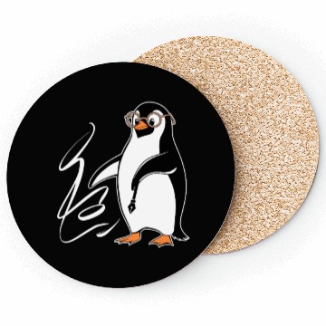 Discover Penguin Calligraphy Enthusiast Art Coasters