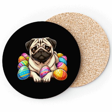 Discover Cute Pug Easter Egg Cartoon Relax Chill Coasters