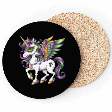 Discover Happy Mardi Gras Unicorn Mask New Orleans Girls Coasters