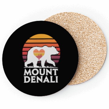 Discover Retro Mount Denali Bear Sunset Art Coasters