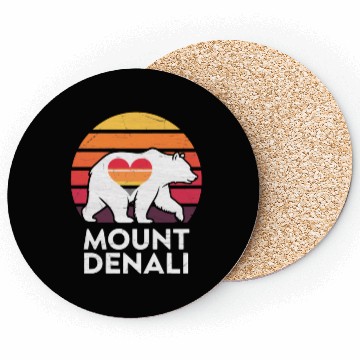 Discover Vintage Bear Mount Denali Sunset Wilderness Coasters