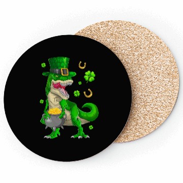 Discover Happy St Patricks Day Dinosaur T-Rex Coasters