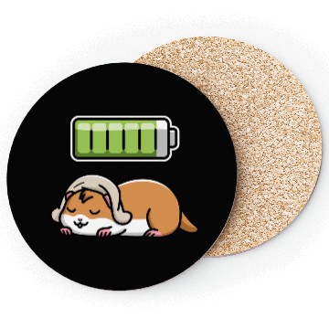 Discover Hamster Sleeping Recharging Night Bedtime Coasters