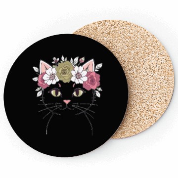 Discover Royal Cat with a Rose Crown Coasters