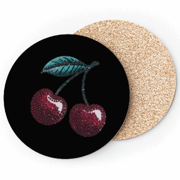 Discover Sweet Cherry Delight with Vibrant Leafy Accent Coasters