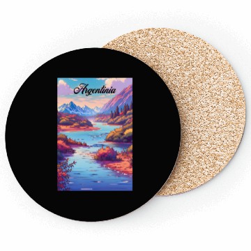 Discover Argentina Travel Poster River & Mountains Coasters
