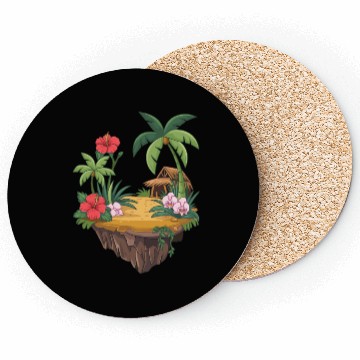 Discover Tropical Island Hut Hibiscus and Orchids Coasters