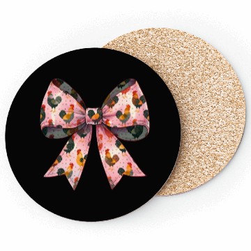 Discover Coquette Bow Chicken Pattern Farm Farmer Coasters