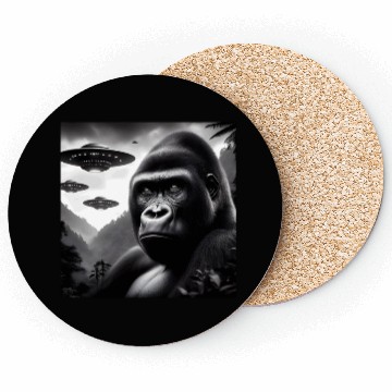 Discover Gorilla Monkey Funny Graphic Selfie with UFOs Weir Coasters