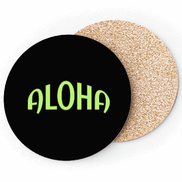 Discover Neon Green ALOHA Graphics Coasters