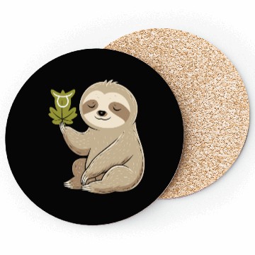 Discover Taurus Zodiac Sloth with Leaf Symbol Serenity Coasters