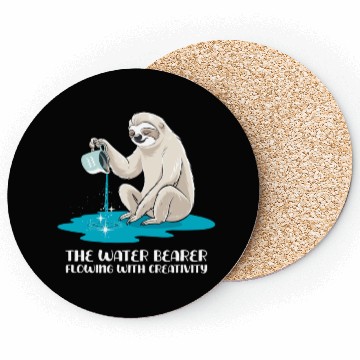 Discover Aquarius Zodiac Sloth: The Water Bearer Flowing Coasters