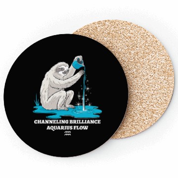 Discover Channeling Brilliance Aquarius Zodiac Sloth Flow Coasters