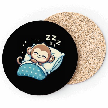 Discover Monkey Sleeping In Bed At Night Time Coasters