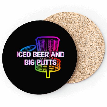 Discover Iced Beer and Big Putts Disc Golf Beer Lover Coasters
