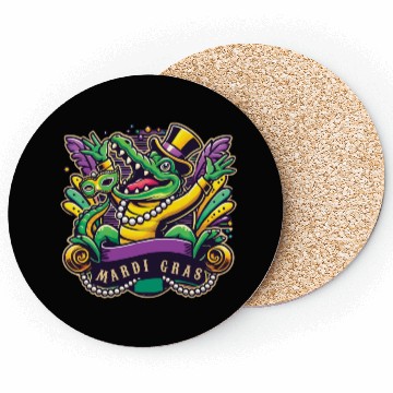 Discover Mardi Gras Alligator Mask Celebration Vibes Coasters