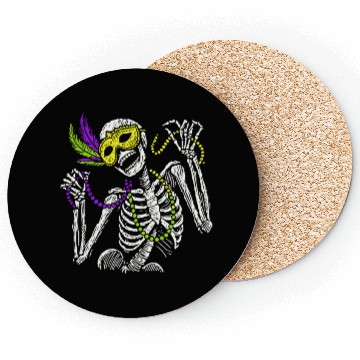 Discover Mardi Gras Skeleton with Beads and Mask Coasters